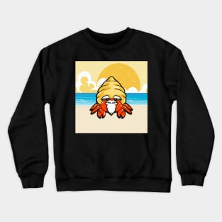 Beach crab cancer sea sun vacation yellow blue Crewneck Sweatshirt